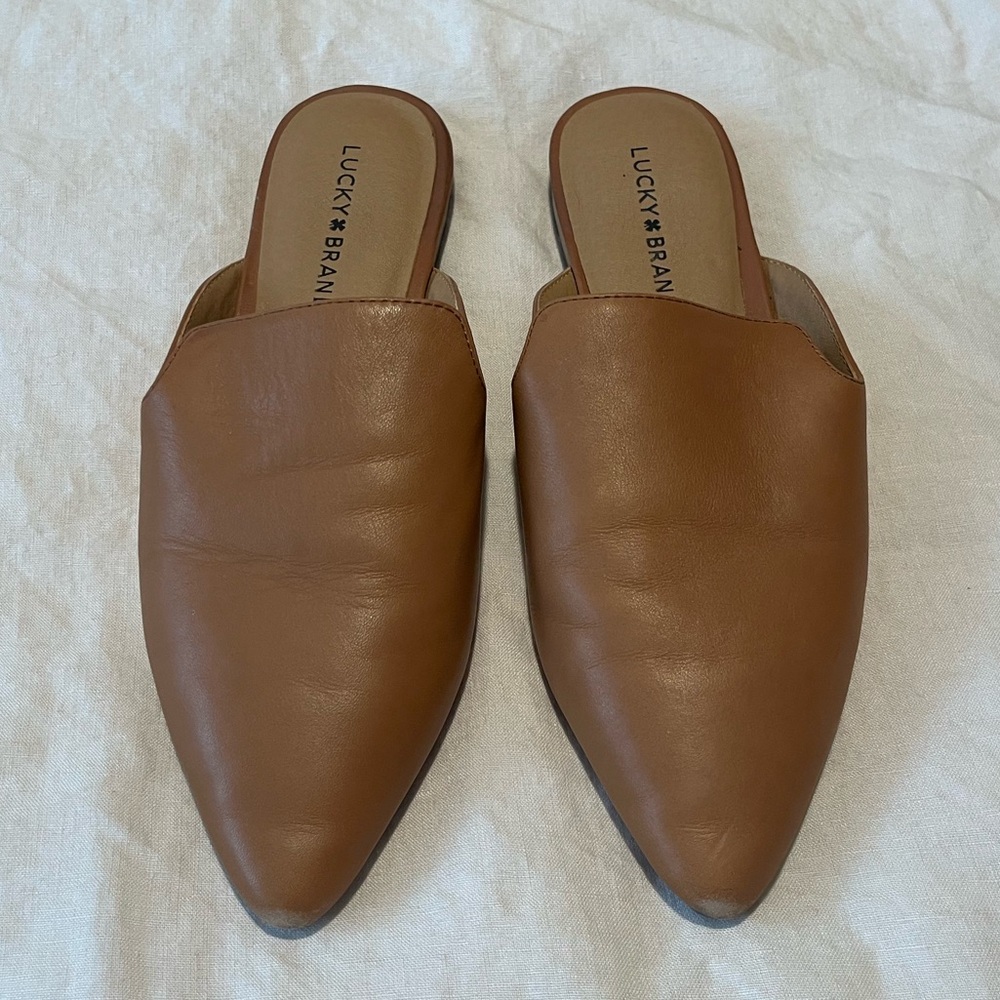 Lucky Brand Women's Brown Leather Mules